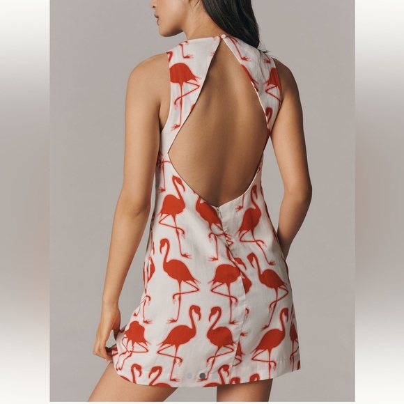 Anthropologie Dress Mini Linen Blend Sleeveless Flamingo by Maeve SZ MED NWT - Picture 2 of 4